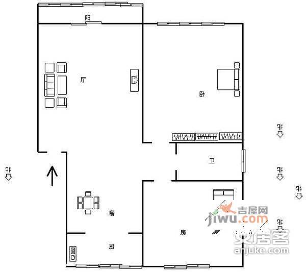 晨光绿苑2室2厅1卫100㎡户型图