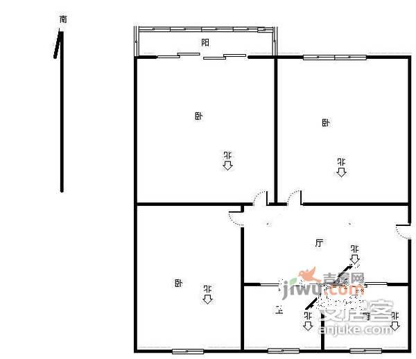 曙光新村3室1厅1卫95㎡户型图