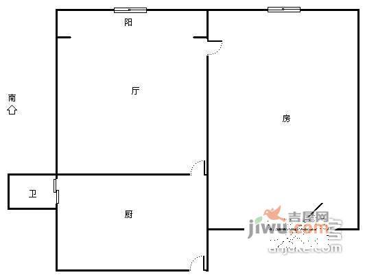 曙光新村1室1厅1卫42㎡户型图