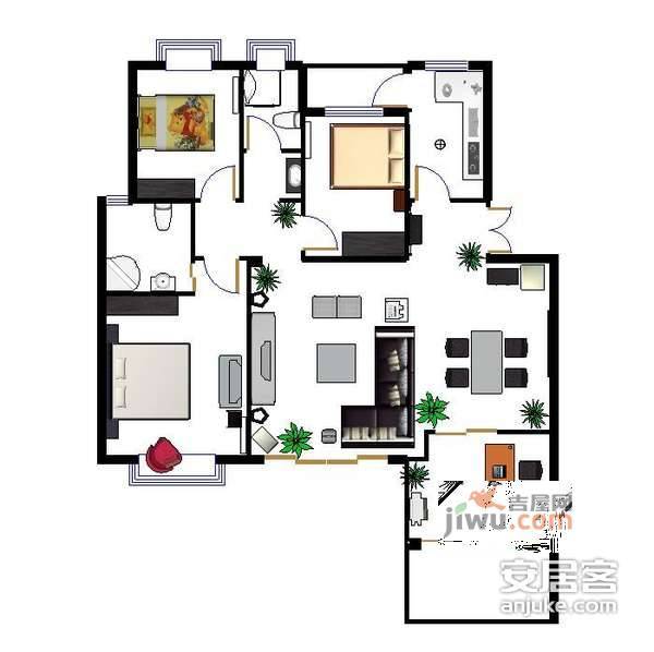 三水一生4室2厅2卫168㎡户型图