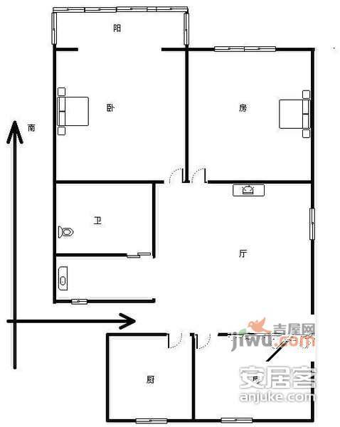 三塘北村3室1厅1卫户型图