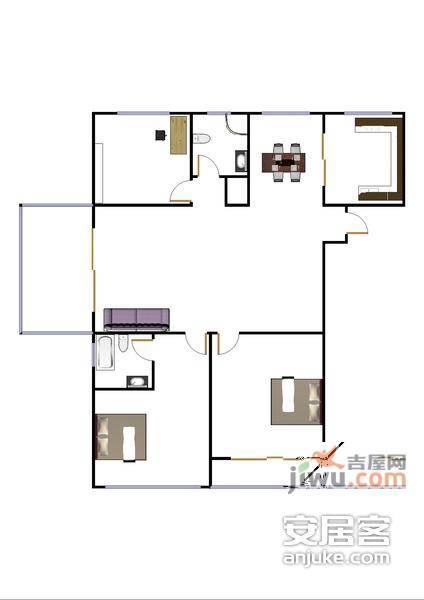 三江花园2室2厅2卫110㎡户型图