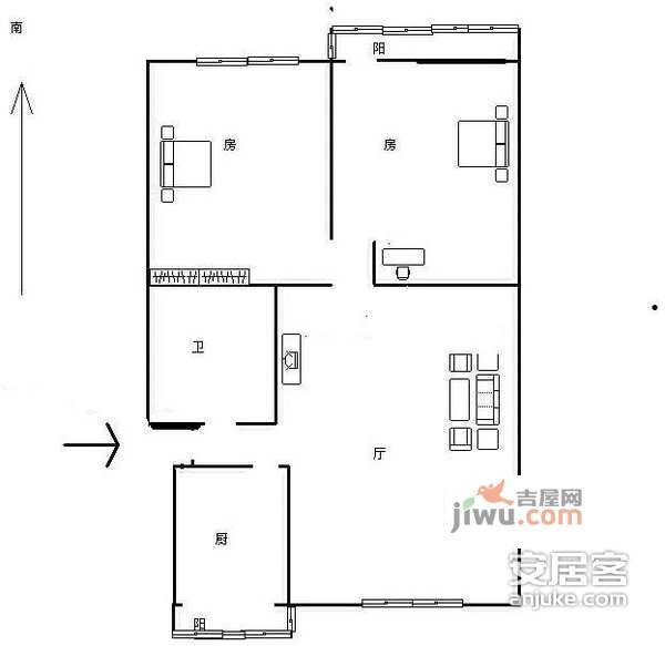 大塘新村2室2厅1卫168㎡户型图