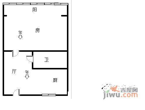 仙林苑1室1厅1卫45㎡户型图