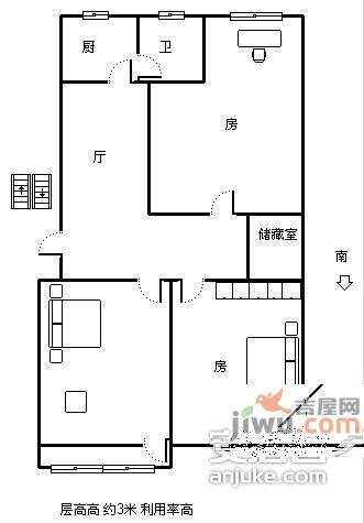 马塍路小区3室1厅1卫106㎡户型图