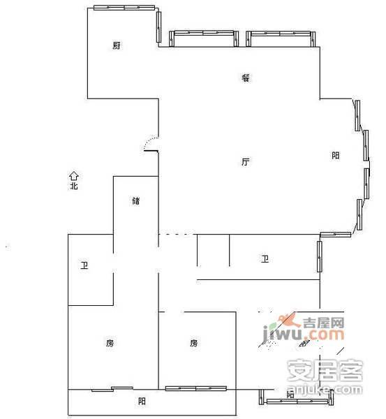 美政花苑4室2厅2卫170㎡户型图