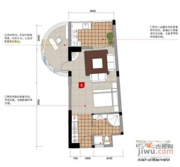 保亿风景蝶院1室1厅1卫60㎡户型图