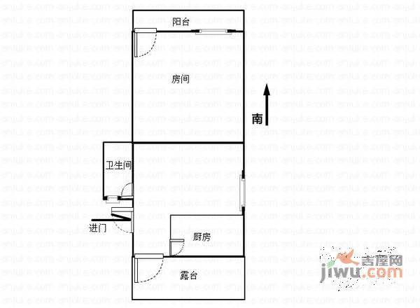 中山北园1室1厅1卫42㎡户型图