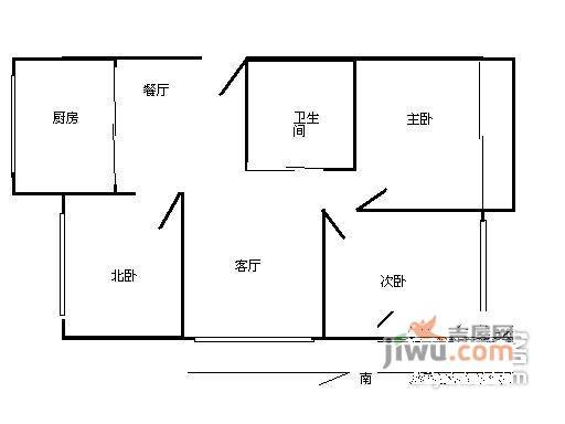 中山北园3室2厅1卫120㎡户型图