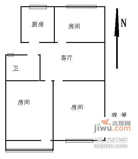 中山北园3室2厅1卫120㎡户型图