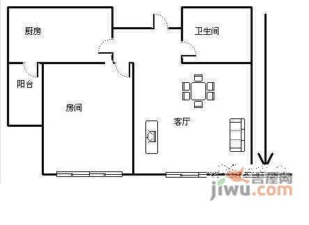 梧桐公寓1室1厅1卫76㎡户型图