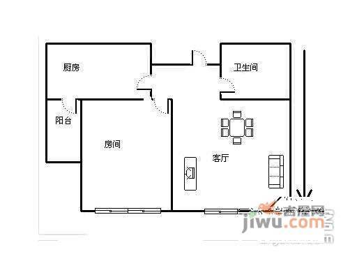 梧桐公寓2室1厅1卫户型图