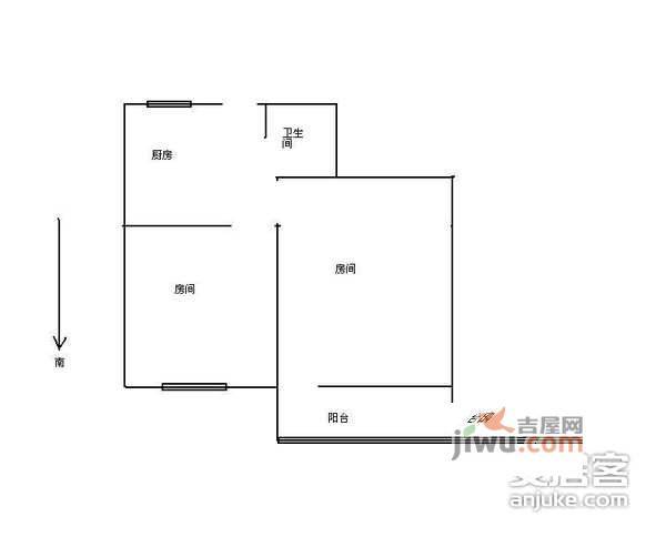 梧桐公寓2室1厅1卫户型图