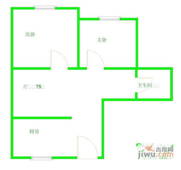 红石中央花苑2室1厅1卫109㎡户型图