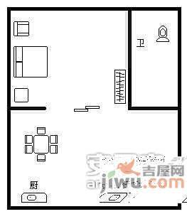 发展今日嘉园1室0厅1卫52㎡户型图