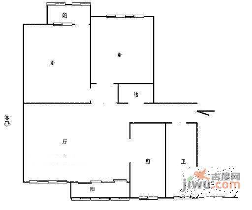 发展今日嘉园2室2厅1卫109㎡户型图