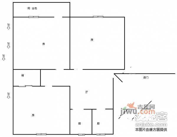 溪畔花园3室1厅1卫115㎡户型图