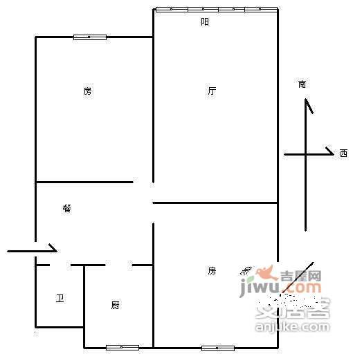 濮家新村2室2厅1卫76㎡户型图