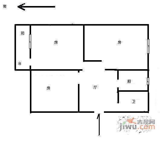 濮家新村3室1厅1卫83㎡户型图