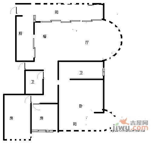 太阳国际公寓4室2厅3卫176㎡户型图