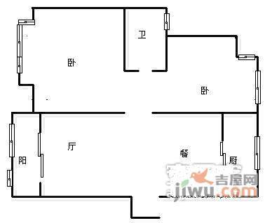 星洲翠谷2室2厅1卫110㎡户型图