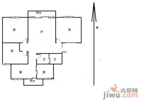 香港城3室1厅1卫80㎡户型图