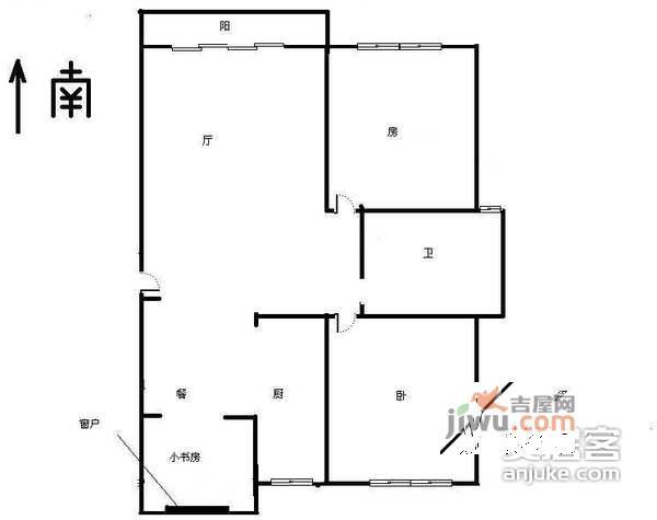 三墩颐景园荷风苑3室2厅1卫1200㎡户型图