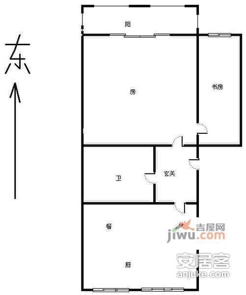 三墩颐景园荷风苑1室1厅1卫76㎡户型图