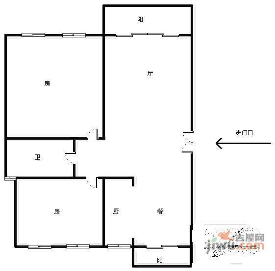 三墩颐景园荷风苑2室2厅1卫106㎡户型图