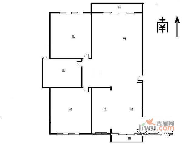 三墩颐景园荷风苑3室1厅1卫112㎡户型图