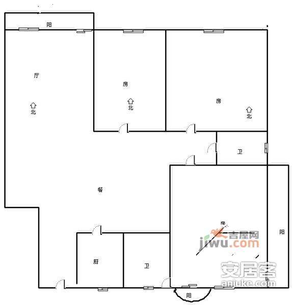 耀江文萃苑3室1厅1卫133㎡户型图