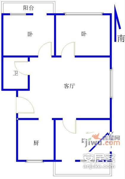 金都新城3室1厅1卫95㎡户型图