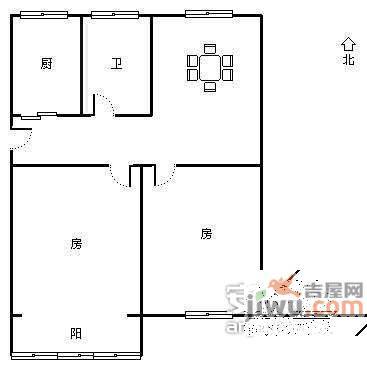 仓基新村2室2厅1卫79㎡户型图