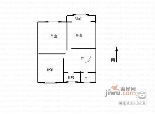 仓基新村3室1厅1卫79㎡户型图