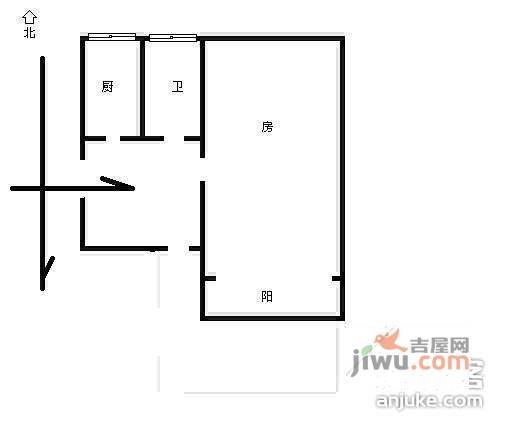 仓基新村1室1厅1卫47㎡户型图