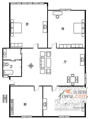 仓基新村3室2厅1卫95㎡户型图