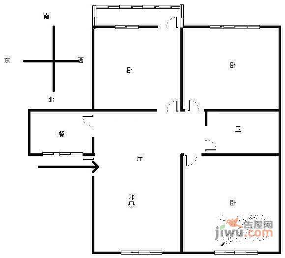 仓基新村3室1厅1卫79㎡户型图