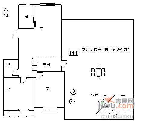 方大绿洲花园3室2厅1卫157㎡户型图