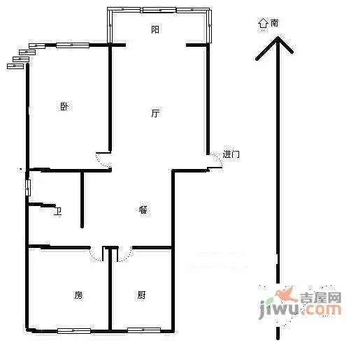 方大绿洲花园2室2厅1卫127㎡户型图