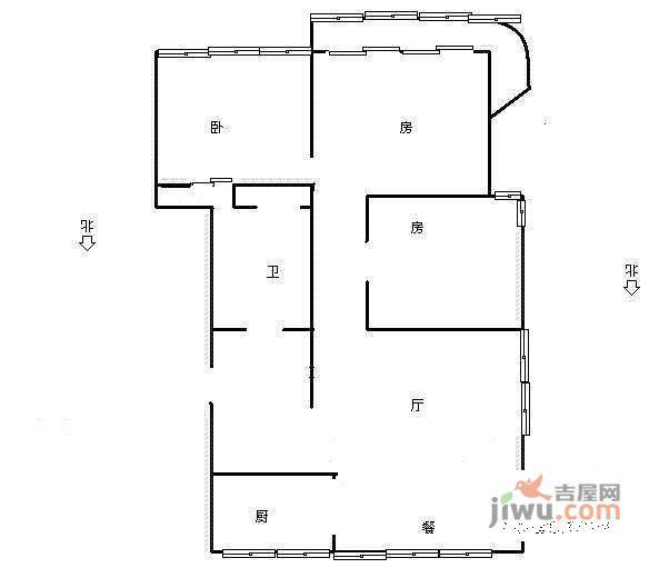 方大绿洲花园1室1厅1卫70㎡户型图