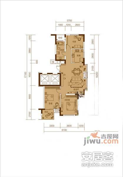 九月庭院2室2厅1卫99㎡户型图