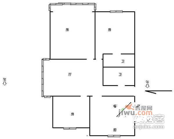 景芳六区3室2厅2卫140㎡户型图