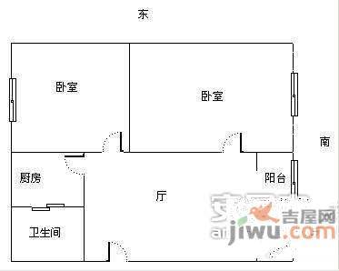 现代雅苑2室1厅1卫户型图