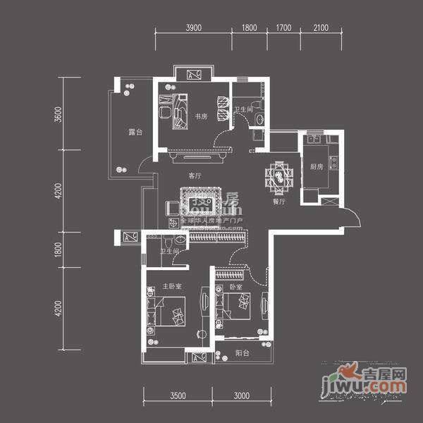 金色钱塘3室2厅2卫400㎡户型图