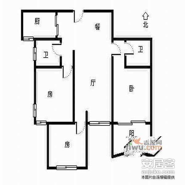 国都枫华府第3室2厅2卫156㎡户型图