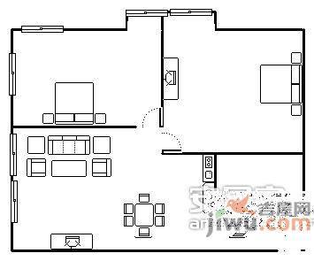 国都枫华府第2室2厅1卫90㎡户型图