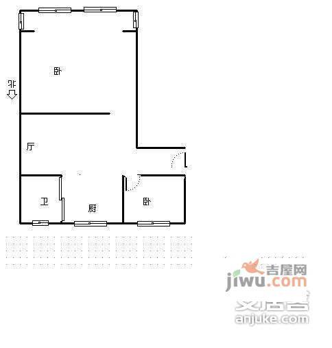 下宁巷1室1厅1卫44㎡户型图