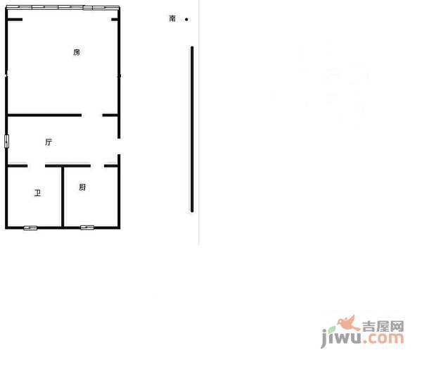 下宁巷1室1厅1卫44㎡户型图
