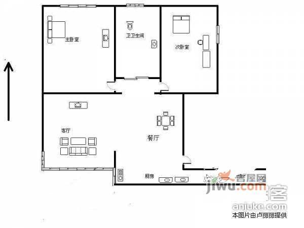 金成花园2室2厅1卫91㎡户型图