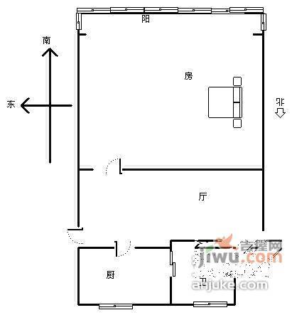 山水人家1室1厅1卫38㎡户型图